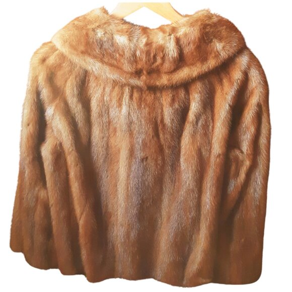 1960s Kosky Beige Mink Vintage Fur Shawl CollarJacket Coat - Picture 2 of 13